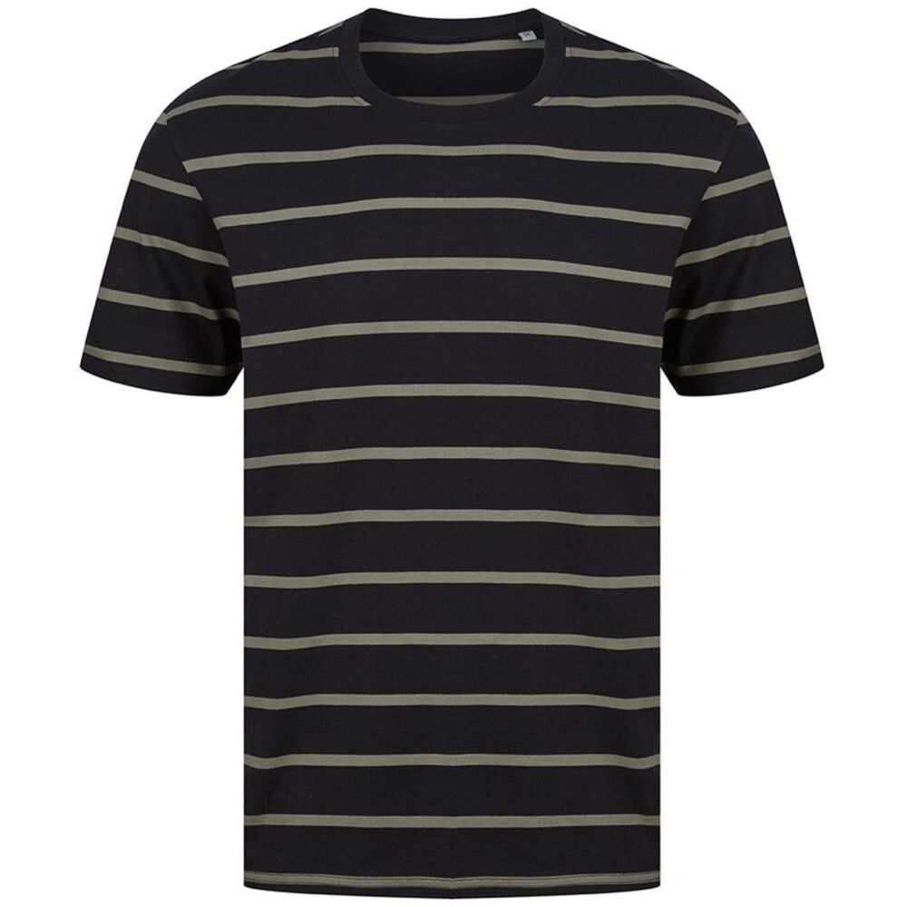 Front Row Unisex Adult Striped T-Shirt / Black/Khaki